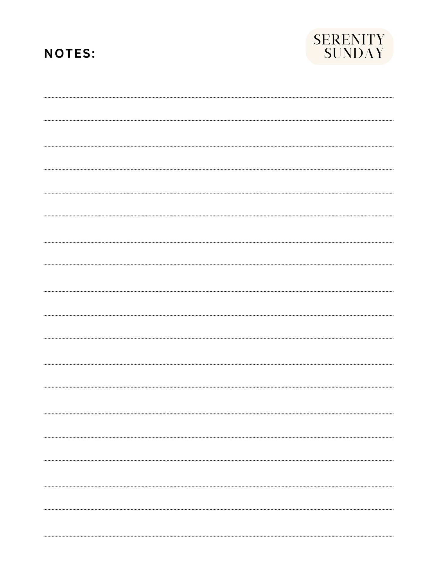 Serenity Sunday Sermon Notes Notebook